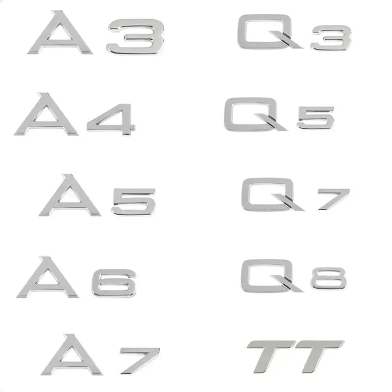 Audi model symbols in black and silver colors