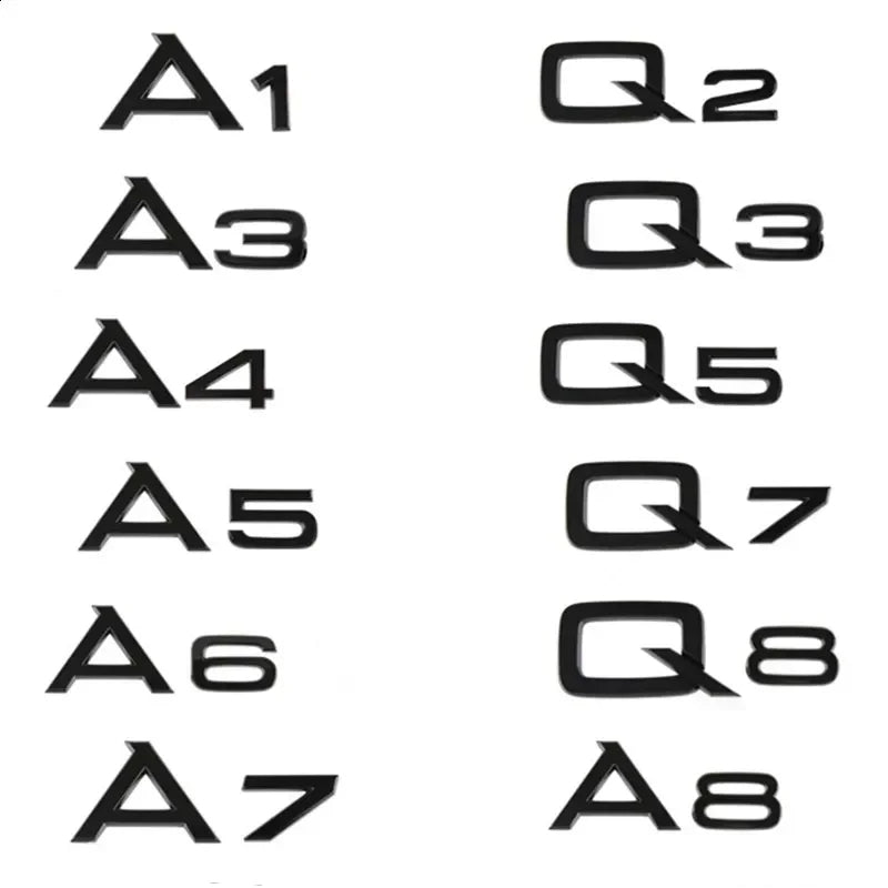 Audi model symbols in black and silver colors
